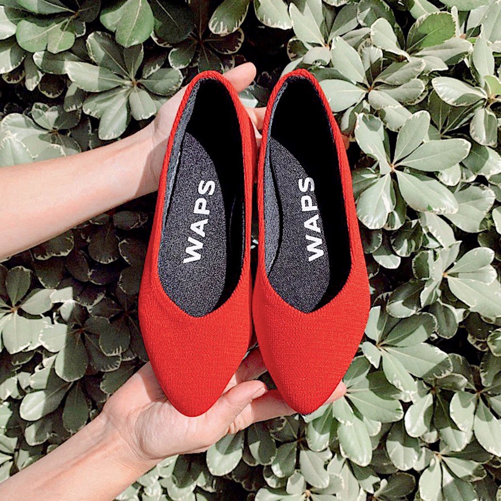 WAPS Fire Red Pointed Toe Flats New In Box